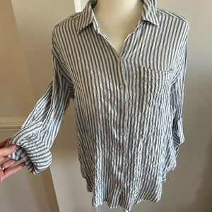 Jane and Delancey Blue and White Striped Button Down Shirt